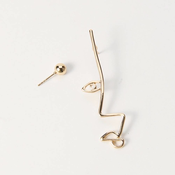 'Personality Type' Abstract Asymmetrical Earrings - Picture 7 of 7